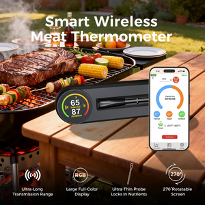 Thermomètre numérique sans fil intelligent à sonde ultra-fine 820FT avec écran/support rotatif, contrôle par application pour barbecue, grillades et cuisson des aliments - Product Image 5