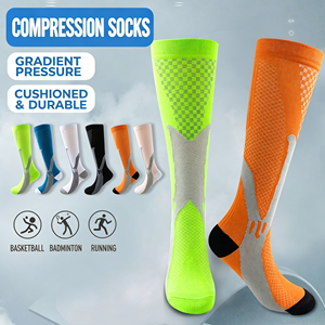 <span class=keywords><strong>JINGOU</strong></span> Calcetines de Compresión Profesionales con Gradiente de Presión, Acolchados, Duraderos, para Deportes, Correr, Baloncesto, Bádminton, Calcetines Largos Unisex - Product Image 2