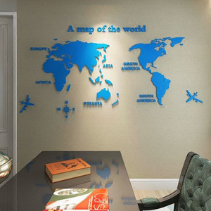 Stickers muraux en acrylique 3D de la carte du monde, autocollants muraux en <span class=keywords><strong>miroir</strong></span> tridimensionnels, décoration murale de fond pour chambre à coucher, bureau - Product Image 5