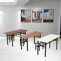 Vente en gros bureau bois moderne salle à manger pour réunion restauration Banquet Pique-nique restaurant extérieur tables d'école rectangulaires en bois pliantes
