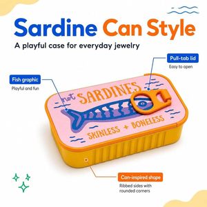 Portable Fish Shape Jewelry Box Travel Jewelry Organizer Case Velvet Lined <b>Storage</b> Holder for <b>Rings</b> Earrings Bracelets - Product Image 2