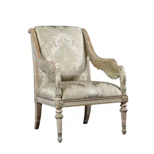 Rococo golden furniture luxury wood carving chair living room lounge chair