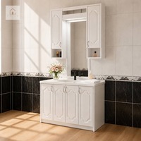 Kabinet Cermin LED Kamar Mandi Ramah Lingkungan XINGRUO Architectural Grand White Shaker untuk Peningkatan Kamar Utama Villa Hotel