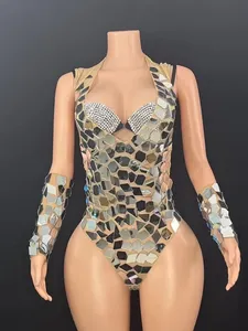 Combinaison en mousseline de soie à capuche super scintillante, style A-line, tenue de performance mystérieuse pour DJ féminine de luxe, la plus belle - Product Image 3