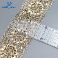 Dentelle dorée en Organza de luxe personnalisée, bordure en Tulle, paillettes brodées en dentelle, mariage