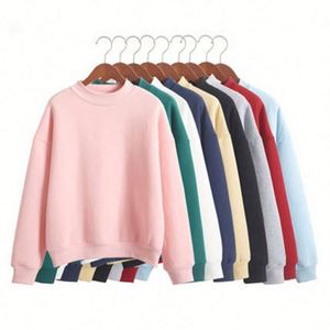 K1366 Pull décontracté en molleton épais pour femme, coupe ample, avec logo frontal, collection automne-hiver, vente en gros - Product Image 1