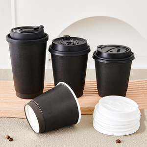 Taza de agua de doble pared de 16 oz con logotipo personalizado, tapas de vasos de papel <span class=keywords><strong>para</strong></span> <span class=keywords><strong>llevar</strong></span> café Togo, papel artesanal negro <span class=keywords><strong>para</strong></span> café <span class=keywords><strong>para</strong></span> uso en el sitio - Product Image 3