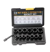 Kit de 14 extracteurs de boulons et écrous à impact en acier Cr-Mo pour vis cassées, antivol, avec manchon de rangement – Outil professionnel