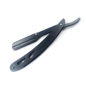 New Black Barber <b>Razors</b> Private Label Logo Stainless Steel Cut Throat Men <b>Straight</b> Shaving <b>Razor</b> Black Wholesale Best Price - Product Image 2