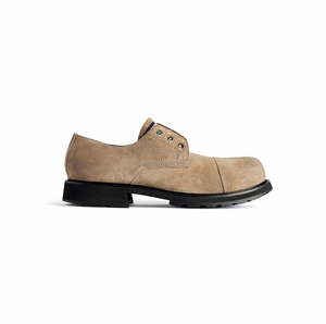Chaussures Derby en cuir véritable effet vieilli à bout rond, unisexe, en daim vieilli, en cuir de veau, pour homme, chaussures Derby en daim - Product Image 4