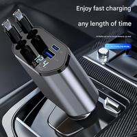 Pengisi Daya Mobil Listrik PD Retractable 4-in-1 Pengisian Cepat 2 Port USB & Kompatibilitas Kamera 65W Adaptor Universal