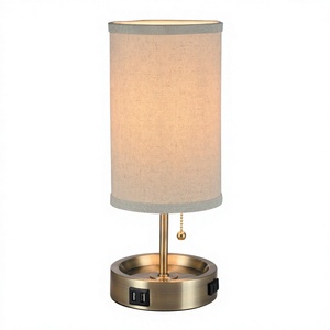 Lampe de table Inno Casa BKLT-EG1 à double port USB, ampoules à incandescence, base nickelée moderne, interrupteur électrique à économie d'énergie, ETL - Product Image 1