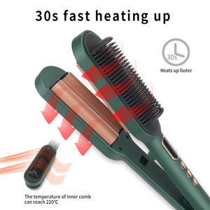 PRITECH AC Worldwide Voltage PTC Heating 2 in 1 Ceramic <strong>Hair</strong> Waver Iron <strong>Hair</strong> <strong>Straightening</strong> Brush <strong>for</strong> <strong>Thick</strong> <strong>Hair</strong> 360&deg; Swivel Cord - Product Image 4