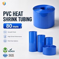 Selang Susut Panas PVC NanXing Biru Khusus 80mm Tebal 0.1mm 300V untuk Pelindung Isolasi Paket Baterai (Roll)