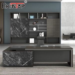 Bureau de direction moderne de luxe Sinonis avec bibliothèque assortie, solution de mobilier de bureau tout-en-un, ensemble de table de direction - Product Image 2