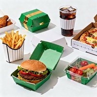 Boîte alimentaire en papier kraft laminé recyclable pour sandwichs, poulet frit, pizzas, salades, stades de football