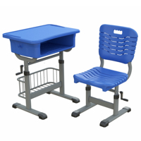 Bureau d'étude réglable en hauteur avec tiroir, ensembles scolaires en plastique, tables et chaises modernes personnalisées pour enfants, adaptés à une utilisation en classe