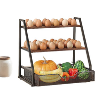 Support de rangement pour œufs en bois à 3 niveaux style ferme, panier en fil métallique pour comptoir, présentoir organisateur d'œufs frais, vente en gros