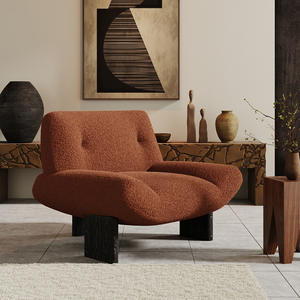 Vintage Style Living Room <b>Chair</b> Ash Wood High Backrest Flocking Fabric Foam Filling Adult Use - Product Image 1