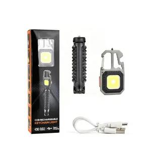 CE Approved Every Day Carry 1500+ Lumens 4 in 1LED Mini COB Flashlight with Tripod Safety Hammer Emergency Keychain Flashlight