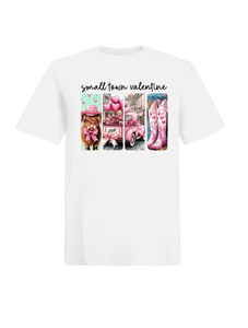 T-shirt unisex Small Town Valentine a maniche corte, stampa western per San Valentino, girocollo, 100% cotone jersey, primavera estate - Product Image 1