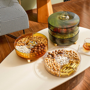 Transparent Multi Layer Fruit Plate Stackable Candy Dried Fruit <b>Snack</b> <b>Tray</b> With Lid For Living Room Party Use - Product Image 2