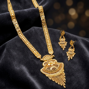 ชุดสร้อยคอยาวทองชุบ 14K 18K 24K ขายส่ง, ชุดเครื่องประดับแฟชั่น, ชุดเครื่องประดับลายดอกไม้ทองเหลืองชุบทอง - Product Image 3