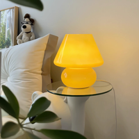 Lampe en forme de champignon, lampe de bureau en verre rayé vintage américaine, ambiance romantique et chaleureuse pour la chambre à coucher, lampes de nuit, lampe de table rayée antique