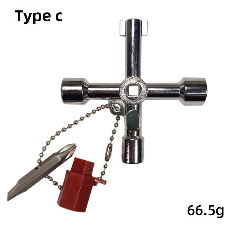 Clé à molette quatre-en-un argentée avec embout