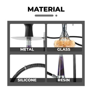 Chicha arabe en cristal, <span class=keywords><strong>bouteille</strong></span> en verre, narguilé en alliage d'aluminium, ensemble de narguilé de luxe, chicha complète, sheesha, narguilé - Product Image 6
