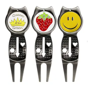 Personalized Logo Golf Divot Tool And Ball Marker Magnetic Golf Course Restoration Repair Tool Holder With Divot Tools