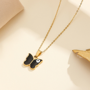 Vente chaude unisexe titane acier collier à la mode oeil <span class=keywords><strong>du</strong></span> <span class=keywords><strong>diable</strong></span> pendentif papillon <span class=keywords><strong>pentagramme</strong></span> vie arbre incrusté pour les fêtes vacances - Product Image 4