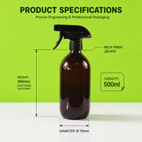 Bouteille en plastique de 500 ml avec pulvérisateur à gâchette pour le nettoyage domestique, l'entretien automobile, le nettoyant mousse pour pneus, le nettoyant pour salle de bain, cuisine et vitres