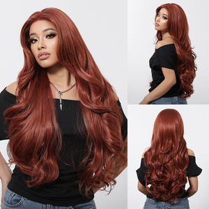Nueva Llegada, Peluca con Frente de Encaje Estilo Europeo y Americano, Cabello Largo Ondulado Dorado Mate, Resistente al Calor, Moderna para Uso Diario de Mujeres - Product Image 1