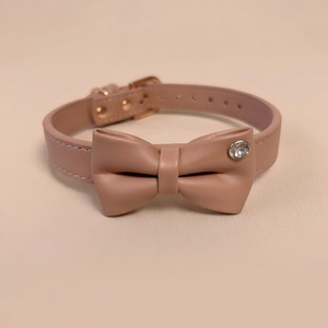 Pet Collar PU Leather Bow Adjustable Small Dog Cat Elegant <b>Rose</b> Gold <b>Light</b> Green <b>Light</b> Purple Solid Color - Product Image 1