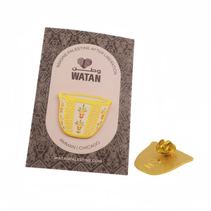 Arabico tazza di caffè in smalto duro spille personalizzate eleganti in smalto oro con supporto carta di rivestimento immagina la plaestina dopo la liberazione - Product Image 2