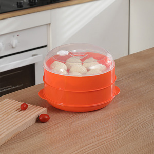 Vaporera de microondas de doble capa, vaporera de plástico naranja para panecillos, tazón de arroz, vaporeras multifuncionales para el hogar - Product Image 3