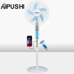 Best selling home use air cooling DC12v cheap price 16 standing fan solar ac dc electric fan with usb port mobile charger.