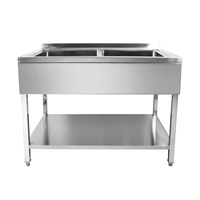 Table de préparation en acier inoxydable 201/304 pour cuisine commerciale T2G avec évier, étagère de protection arrière, modèle argent 07.01