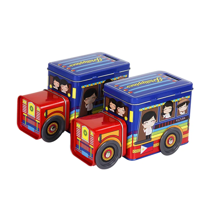 New Design Metal Cans Candy Chocolate Packaging in Kids' Train Car Shape Empty Gift Tin