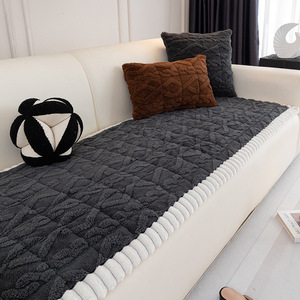 Coussins de canapé en peluche épais style crème antidérapants pour baie vitrée, coussin de siège de salon couleur unie en fibre de polyester, taille moyenne - Product Image 2