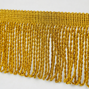 Premium Handmade Traditional Golden Metallic Fringe Trim 3 Inch Solid Elegant Twisted Zari Lace Tassel Dresses Luxury Upholstery - Product Image 1