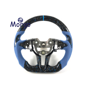 Volante Deportivo Personalizado en Fibra de Carbono Forjada Azul y Gamuza Azul para Hyundai Elantra N, I30N, I20N, Veloster N, M/T CN7 - Product Image 1