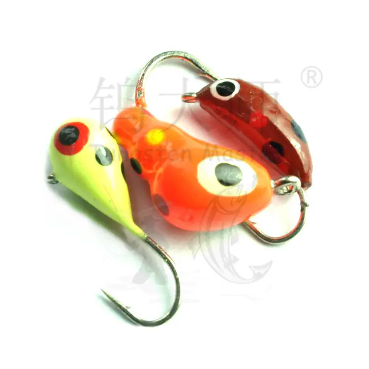 Ice Fishing Lures Glow Crystal Head Drop Jig Kit Oval Piece Fishing Bait Ice Jig Tackle Fishing Lead jig Heads