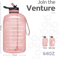 Bouteilles d'eau personnalisées sans BPA pour le sport, 74 oz, avec marqueur de temps, bouteilles d'eau motivantes, bouilloire à eau d'un demi-gallon pour boire