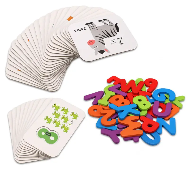 Puzle de letras de cartón para niños, juego de desarrollo con clavija, rompecabezas de palabras