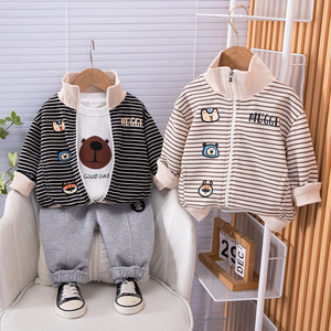 Stripe cartoon 3 pièces <span class=keywords><strong>gymnastique</strong></span> automne ensembles de vêtements pour garçons <span class=keywords><strong>1</strong></span> <span class=keywords><strong>an</strong></span> - Product Image 2