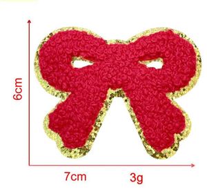 NODA Stock Patchs thermocollants/auto-adhésifs brodés en chenille colorée en forme de nœud - Product Image 2