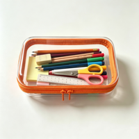 Étui de rangement transparent en PET rigide avec fermeture éclair, pochette rigide transparente pour les voyages, les articles de toilette, les fournitures de bureau, les cosmétiques