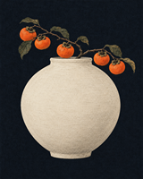 Alas Cakar Kucing Motif Buah Persimmon, Bentuk Vas, Alami, Sisal, Ukuran 40 X 50 cm, Warna Navy Asia, Motif Buah dan Ranting, Buatan Tangan